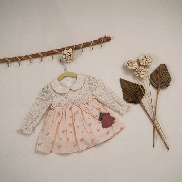 Elegant crochet & Floral Baby Dress - 12-18M