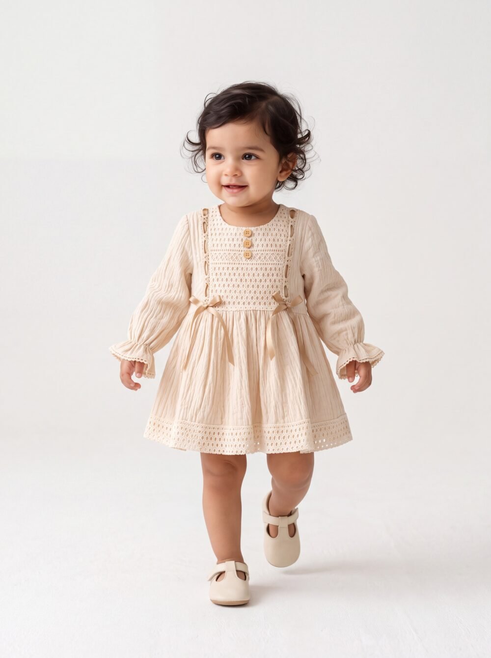 Baby Rustic Lace-Trimmed  Dress
